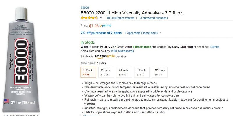 E6000 220011 High Viscosity Adhesive - 3.7 fl. oz.